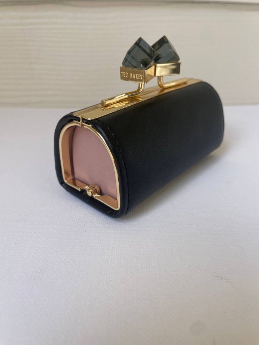 Ted Baker Black Mini Frame Case Crystal Clasp Small Pouch